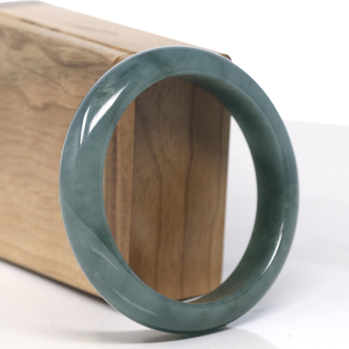 Deep Oil-Green Jade Bangle Bracelet (59.7mm) #TT012