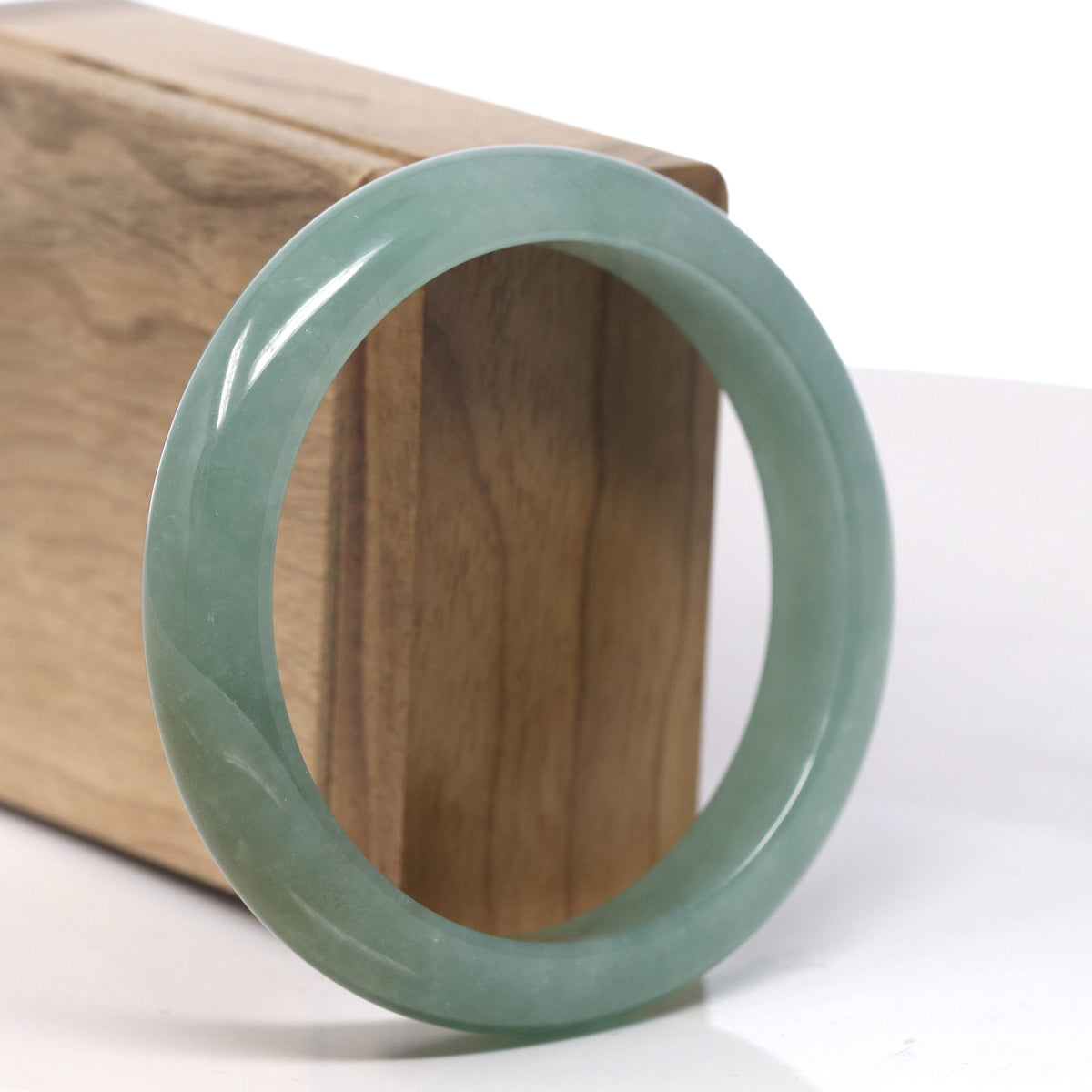 Oil Green with Hazel Jadeite Jade Bangle Bracelet (58.4mm) #TT055