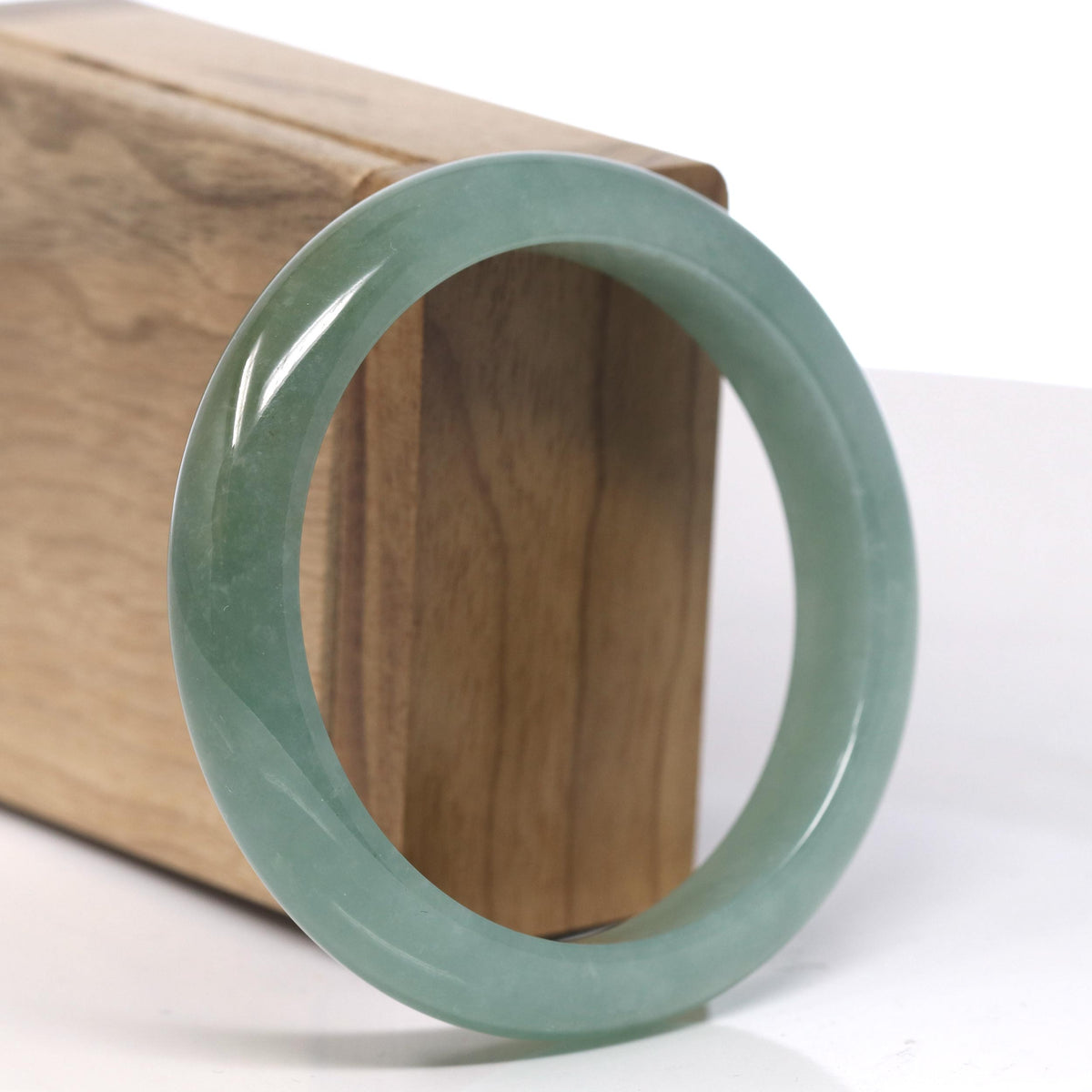 Oil Green with Hazel Jadeite Jade Bangle Bracelet (58.4mm) #TT055