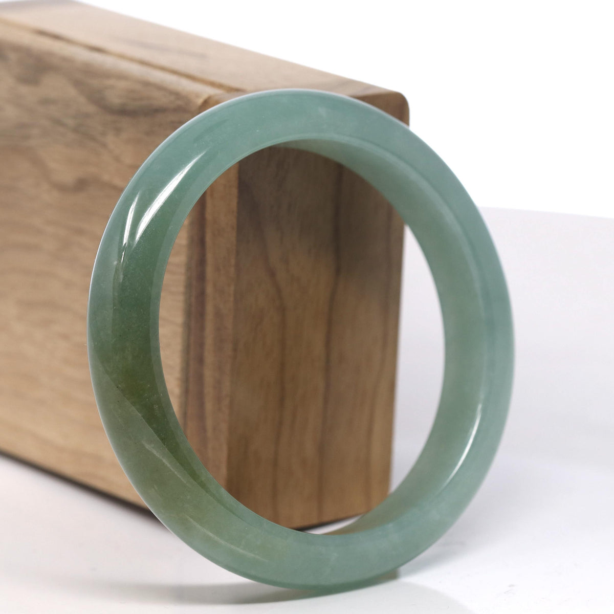 Oil Green with Hazel Jadeite Jade Bangle Bracelet (58.4mm) #TT055