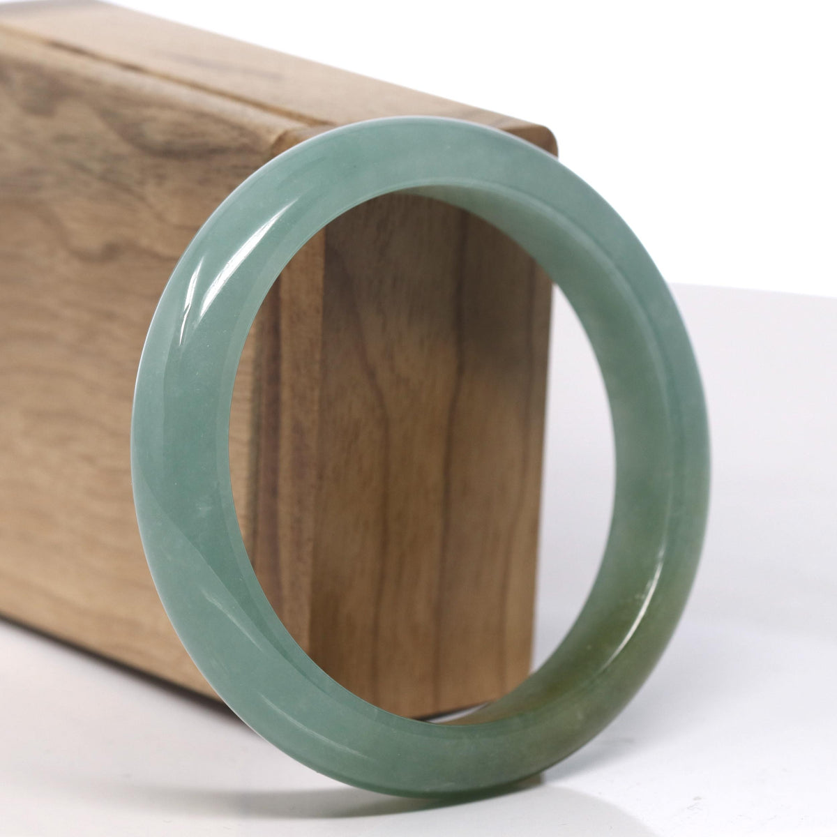 Oil Green with Hazel Jadeite Jade Bangle Bracelet (58.4mm) #TT055