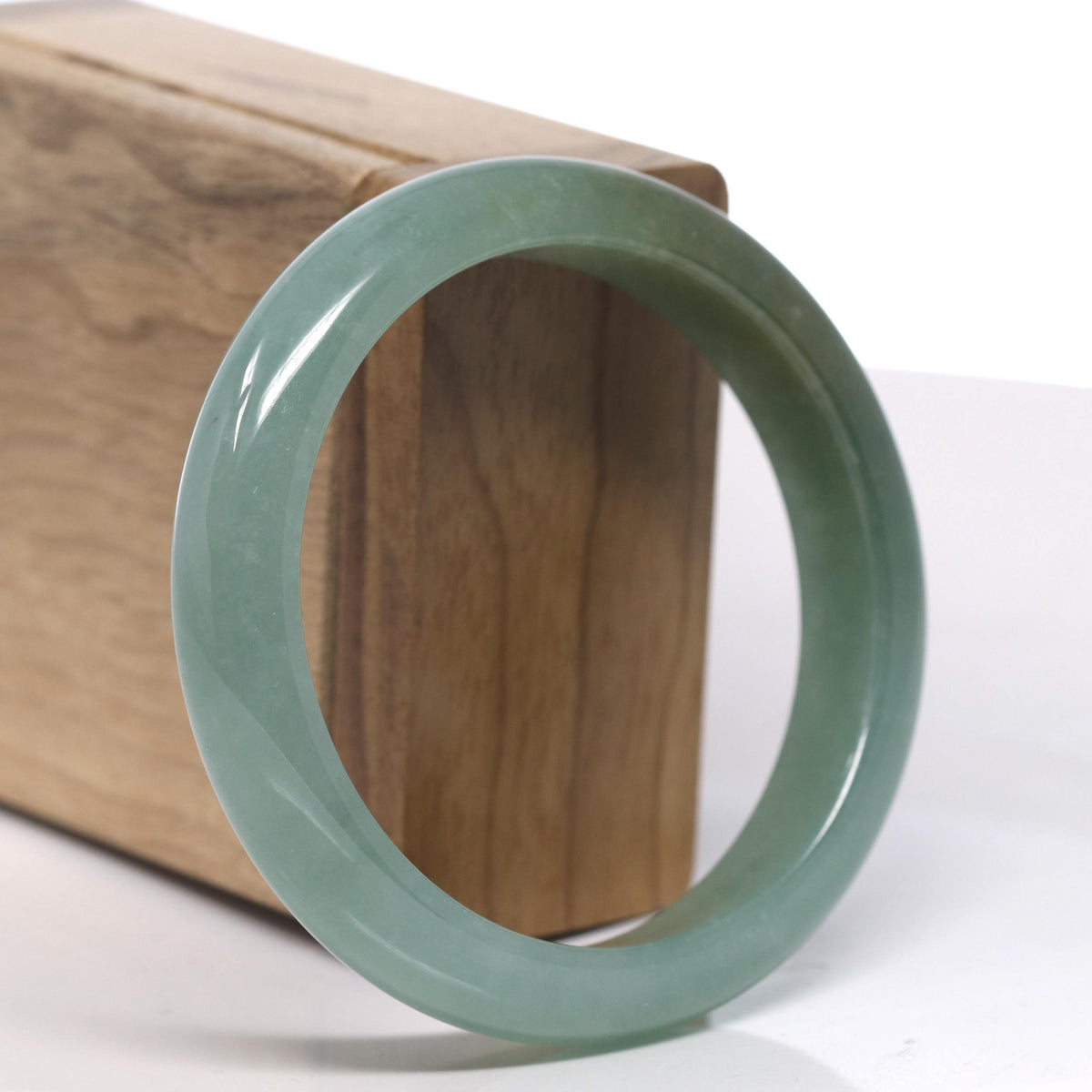 Oil Green with Hazel Jadeite Jade Bangle Bracelet (58.4mm) #TT055
