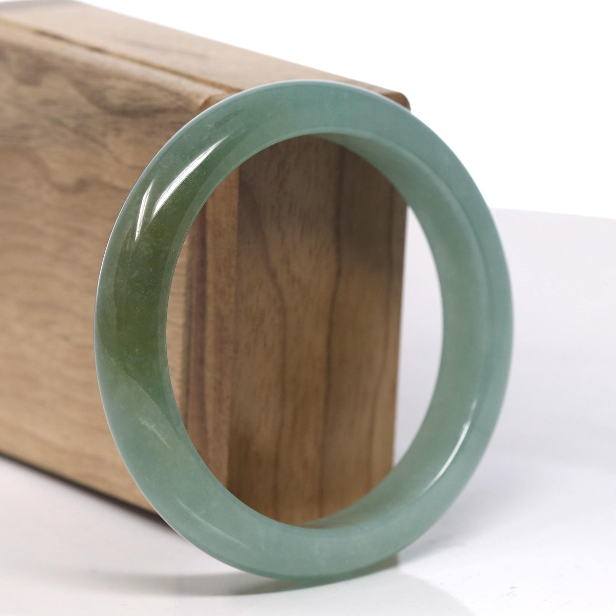 Oil Green with Hazel Jadeite Jade Bangle Bracelet (58.4mm) #TT055