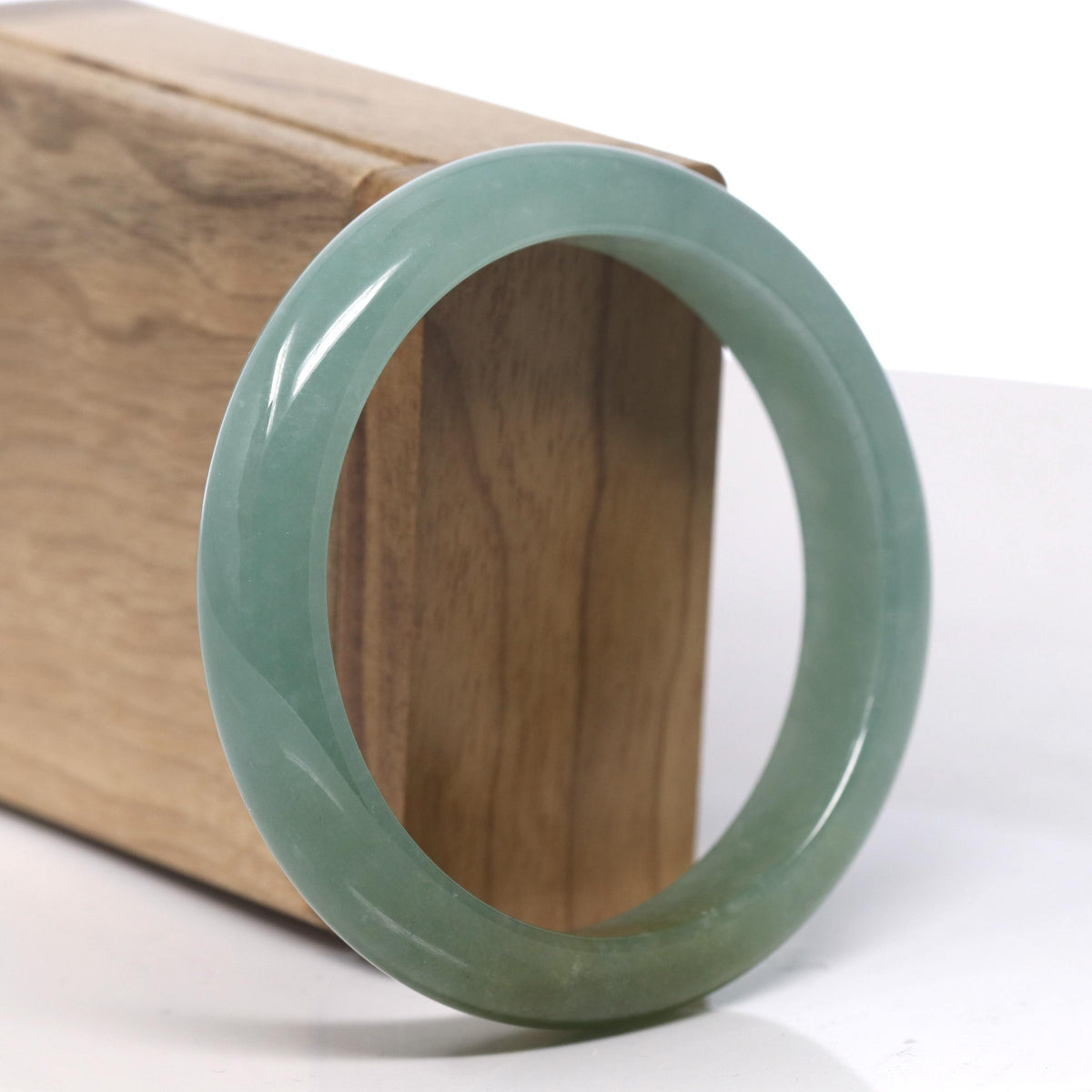 Oil Green with Hazel Jadeite Jade Bangle Bracelet (58.4mm) #TT055