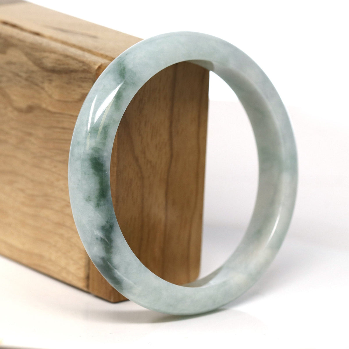 Natural Burmese Blue Green Jadeite Jade Bangle Bracelet (62.3mm) #T278