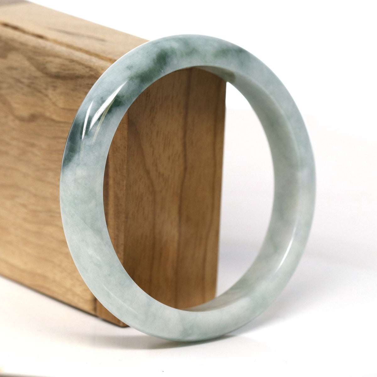 Natural Burmese Blue Green Jadeite Jade Bangle Bracelet (62.3mm) #T278
