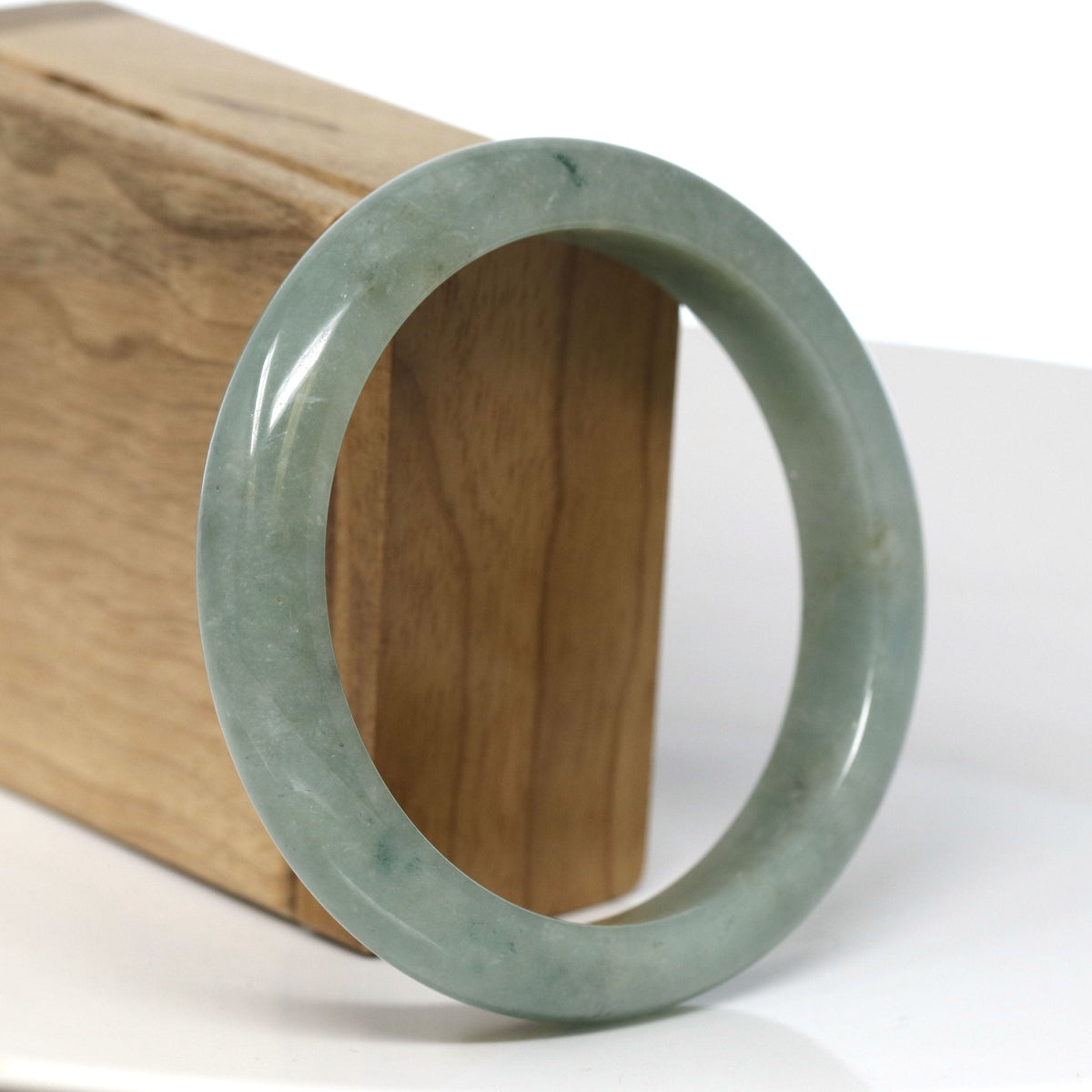 Natural Burmese Oil Green Jadeite Jade Bangle Bracelet (60.68mm) #T286