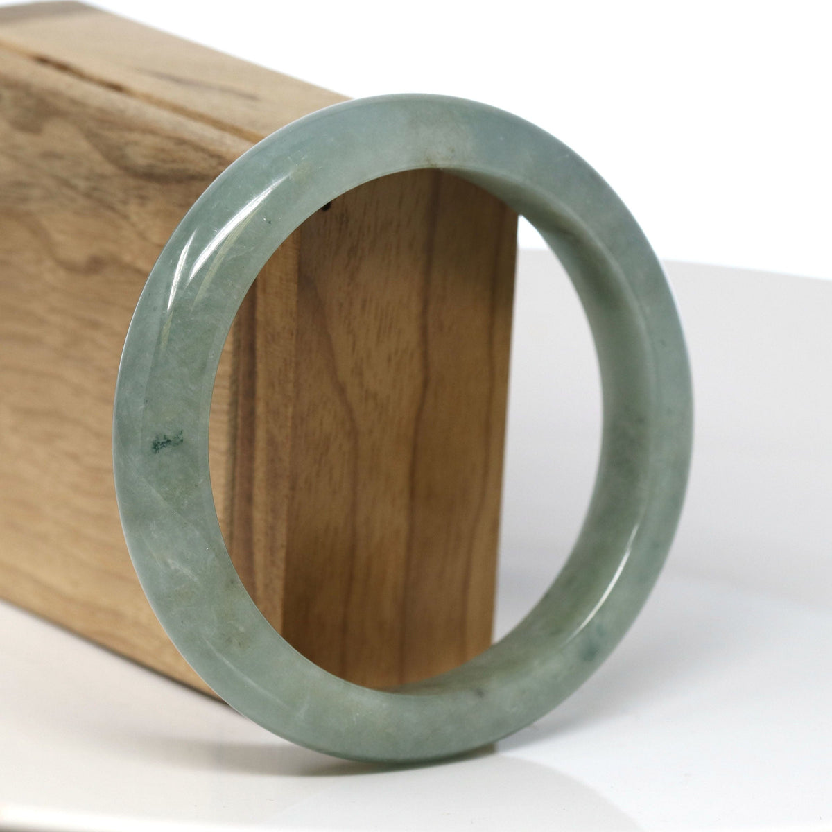 Natural Burmese Oil Green Jadeite Jade Bangle Bracelet (60.68mm) #T286