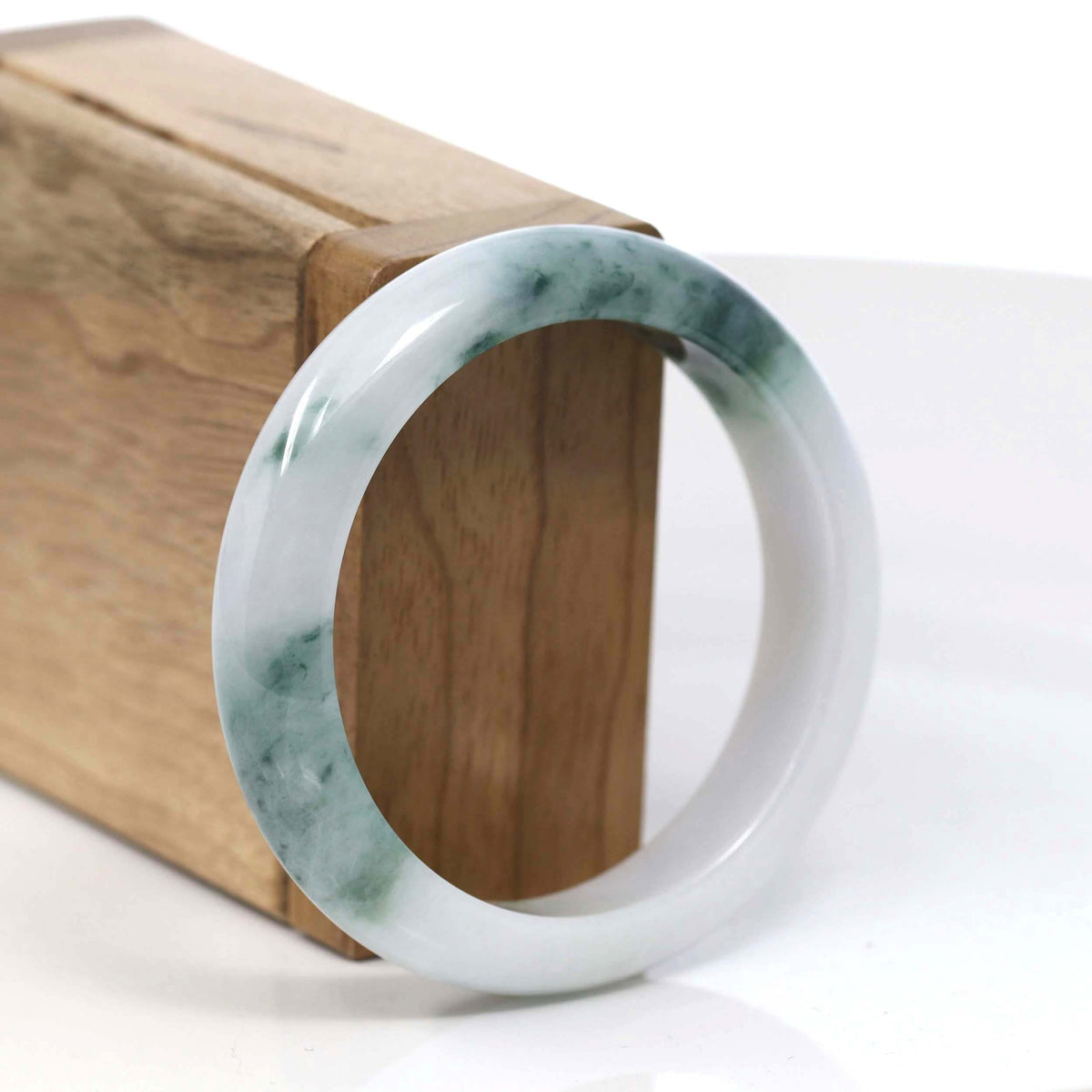 Burmese High Blue-green Jade Jadeite Bangle Bracelet (54.36mm) T113