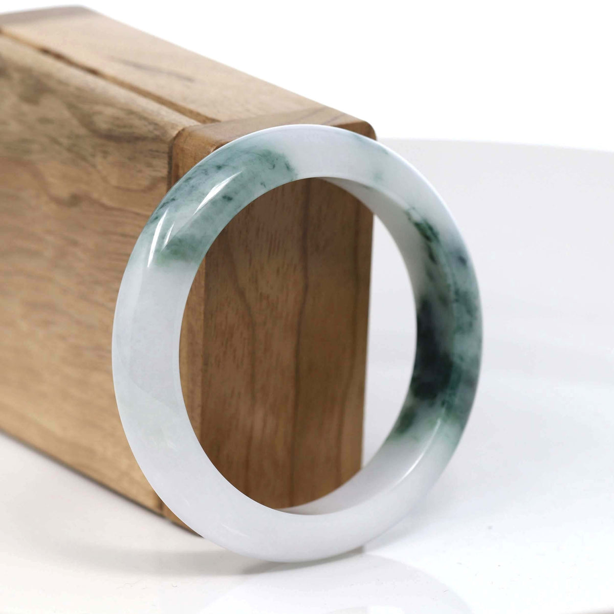 Burmese High Blue-green Jade Jadeite Bangle Bracelet (54.36mm) T113