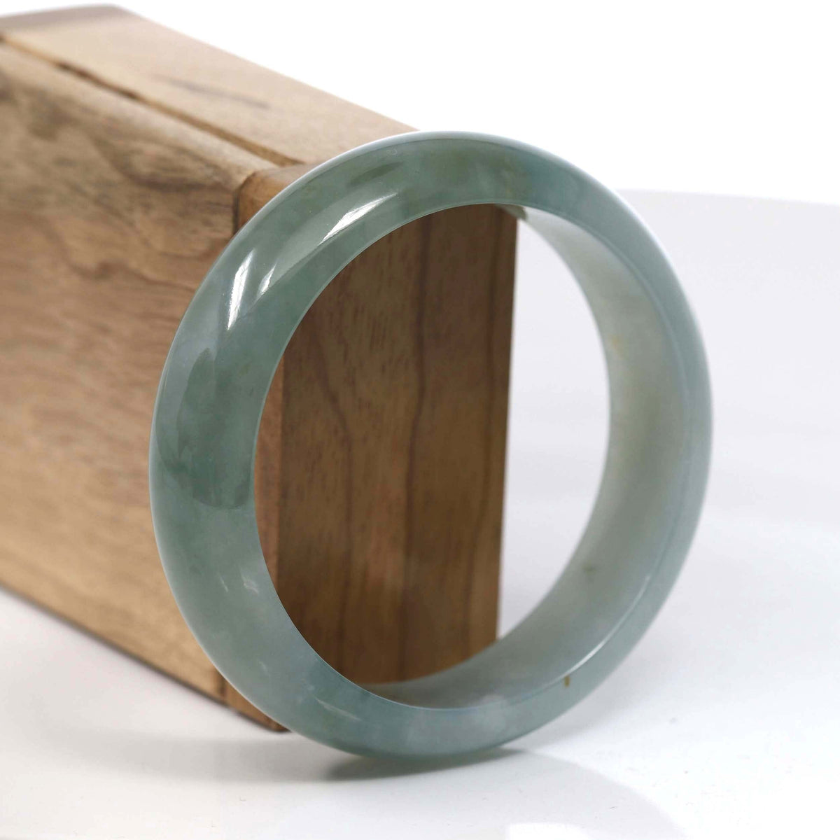 Burmese High-end Ice Blue-green Jade Jadeite Bangle Bracelet (59.56mm) (Collectibles) T072