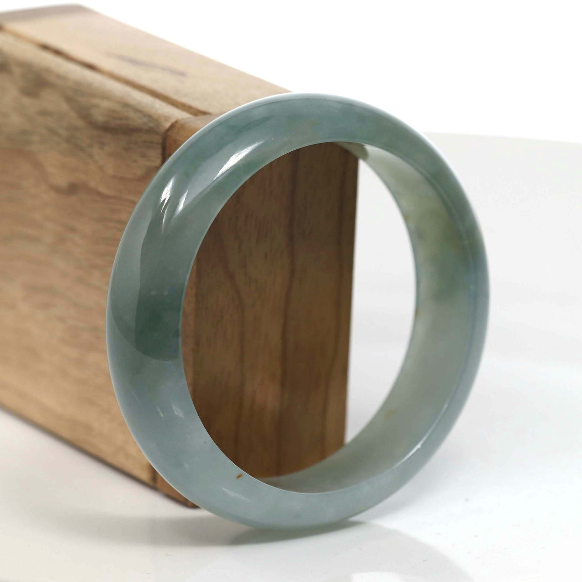 Burmese High-end Ice Blue-green Jade Jadeite Bangle Bracelet (59.56mm) (Collectibles) T072