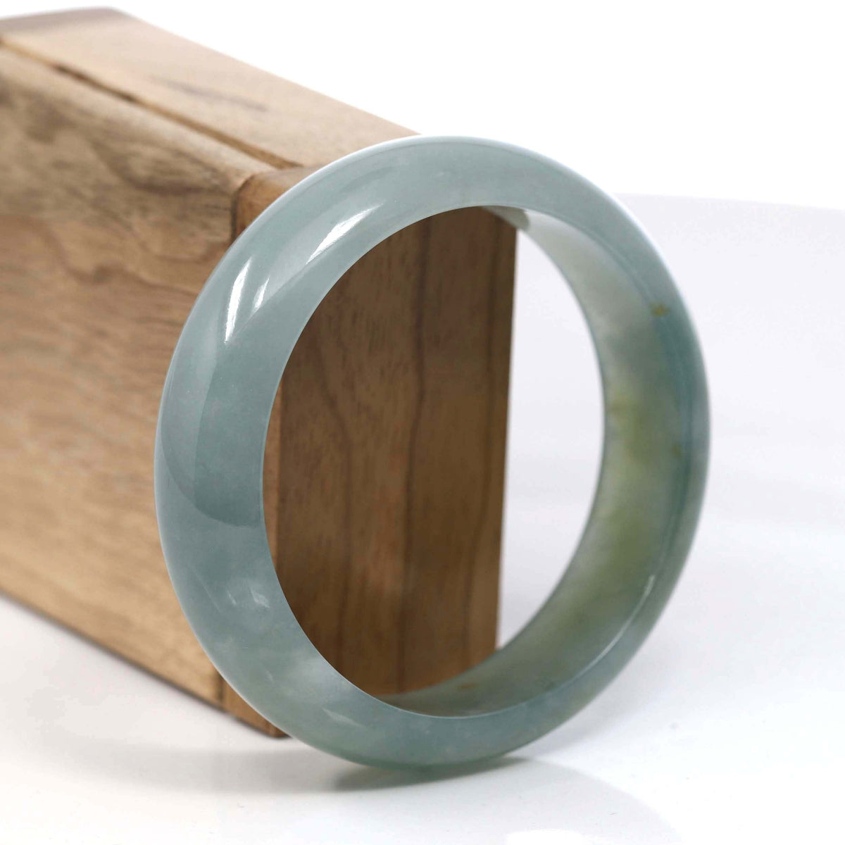 Burmese High-end Ice Blue-green Jade Jadeite Bangle Bracelet (59.56mm) (Collectibles) T072