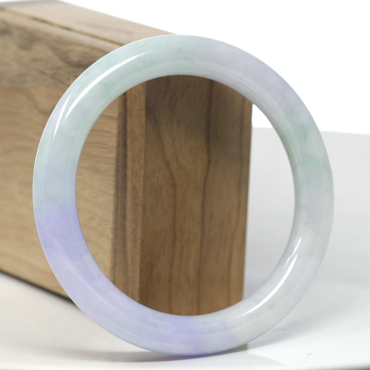 "Vixen" Lavender & Apple Green "Traditional Full-Round" Jadeite Jade Bangle Bracelet (58.4mm) #TT079