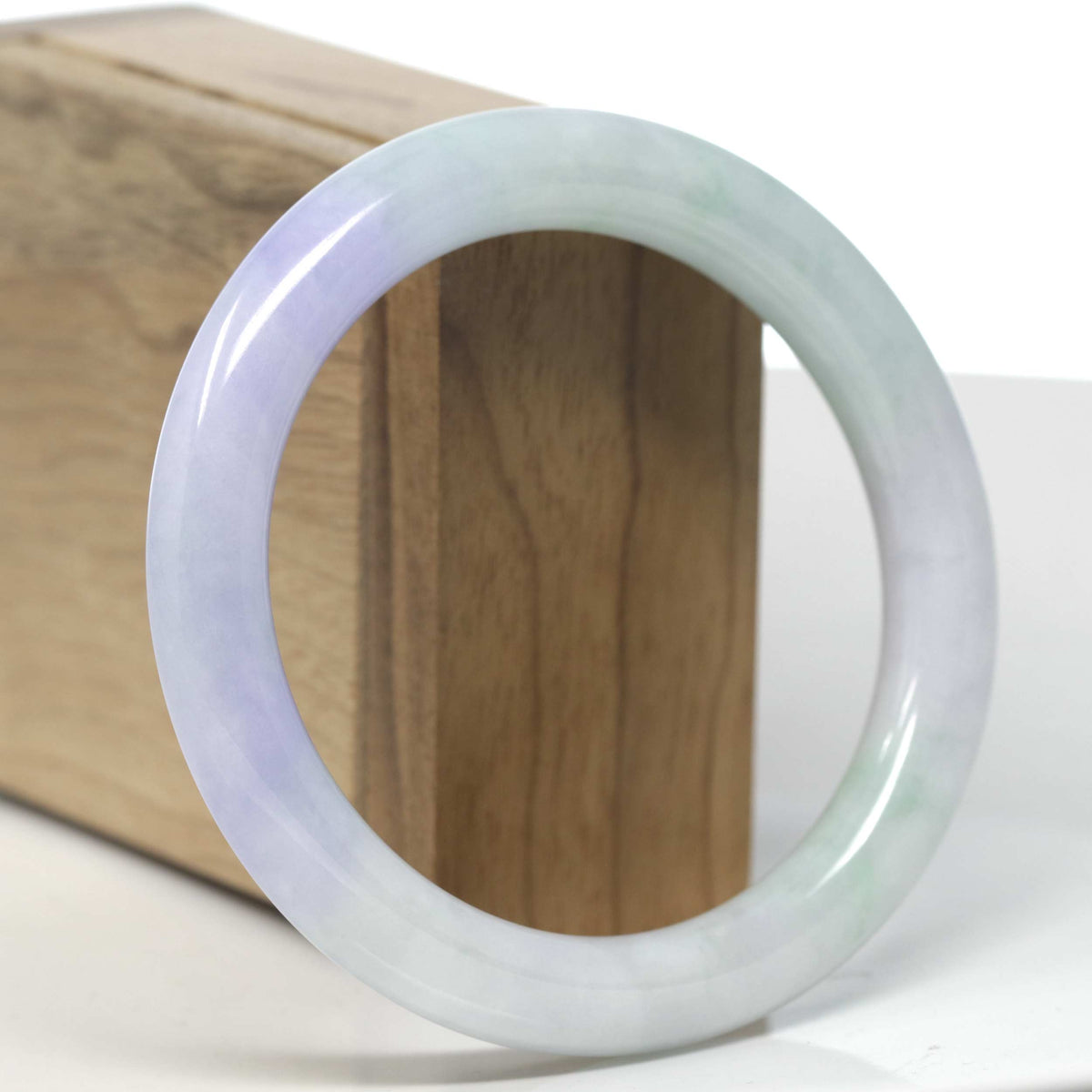 "Vixen" Lavender & Apple Green "Traditional Full-Round" Jadeite Jade Bangle Bracelet (58.4mm) #TT079