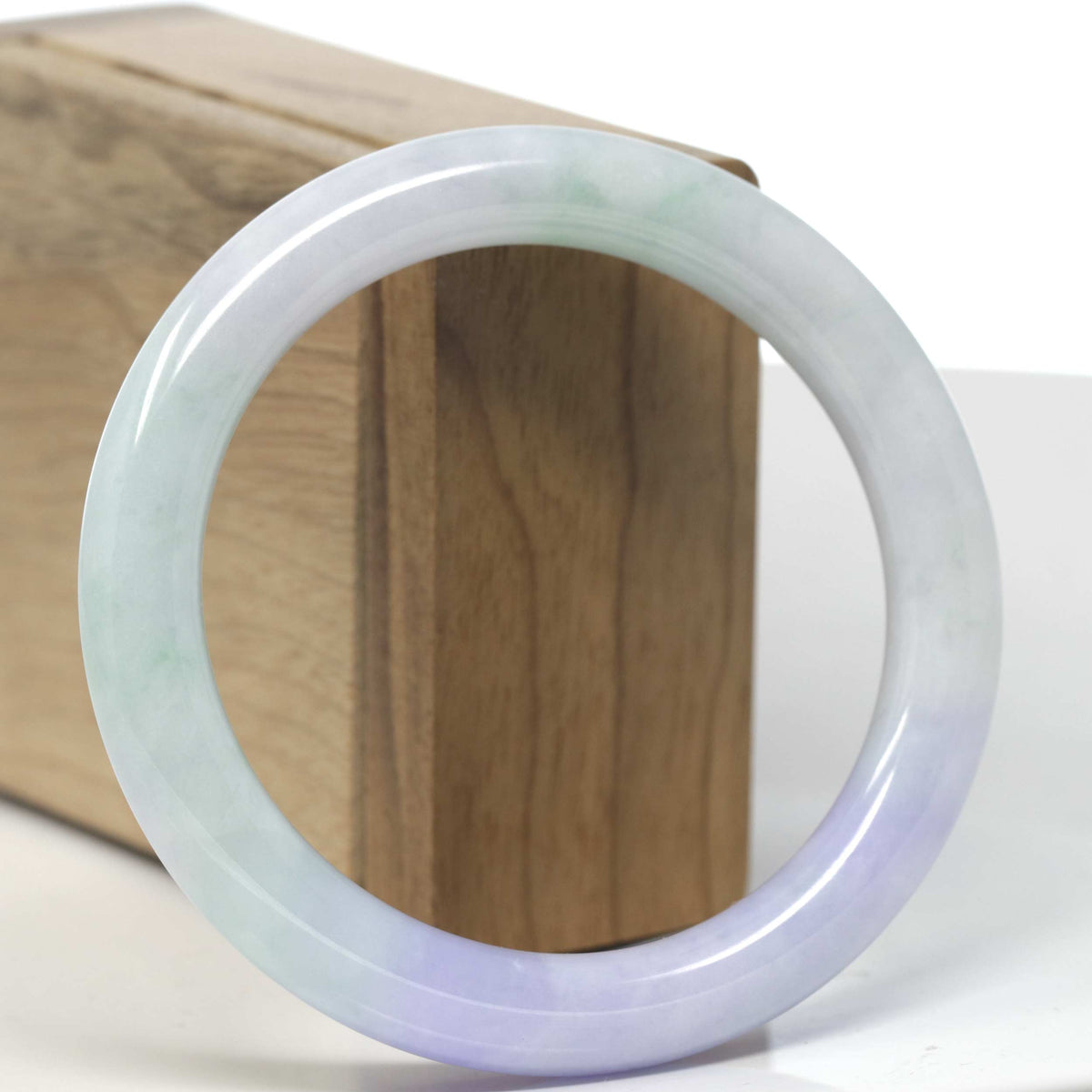 "Vixen" Lavender & Apple Green "Traditional Full-Round" Jadeite Jade Bangle Bracelet (58.4mm) #TT079