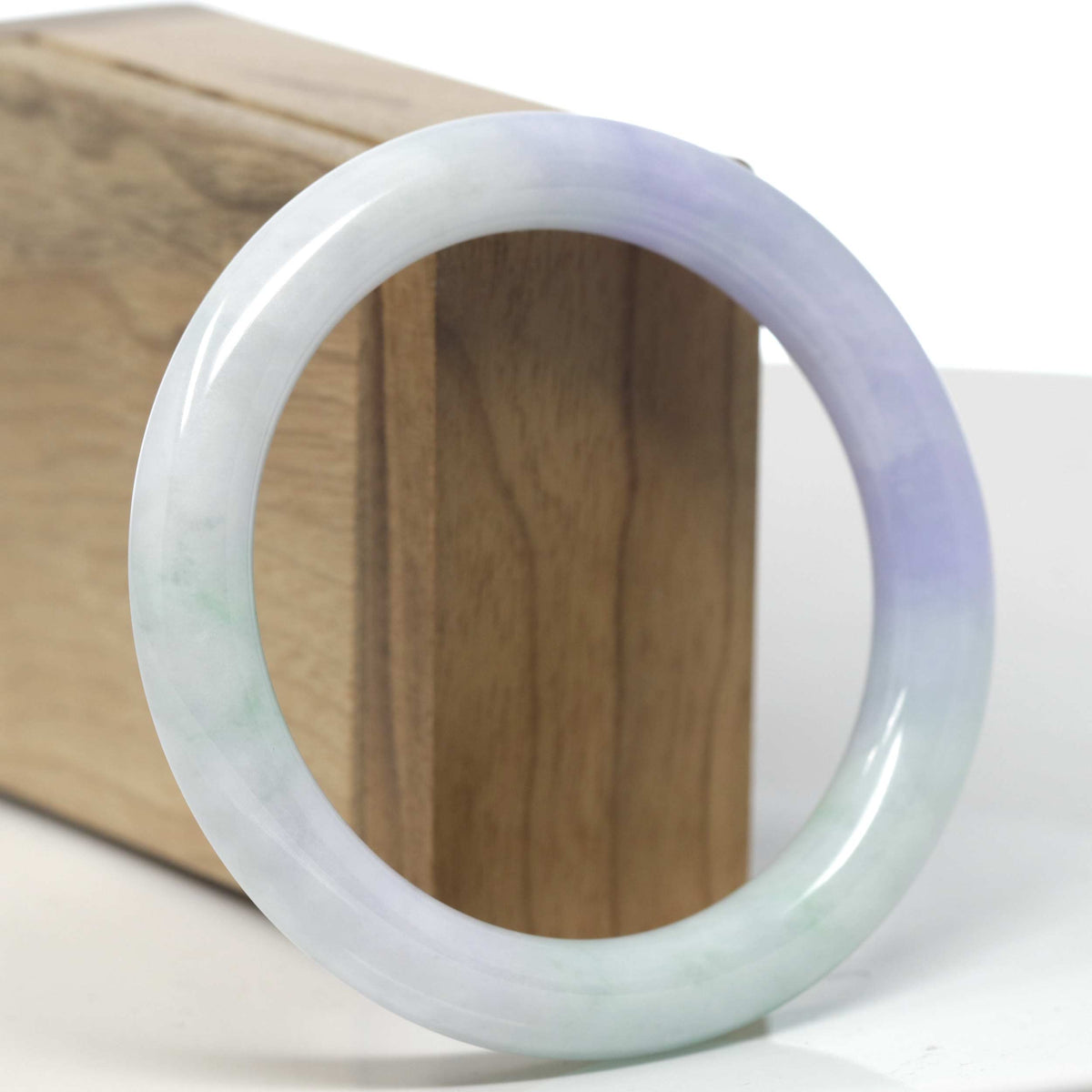 "Vixen" Lavender & Apple Green "Traditional Full-Round" Jadeite Jade Bangle Bracelet (58.4mm) #TT079