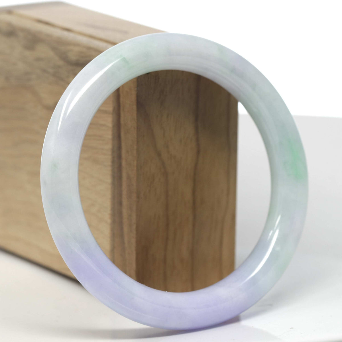 "Vixen" Lavender & Apple Green "Traditional Full-Round" Jadeite Jade Bangle Bracelet (58.4mm) #TT079