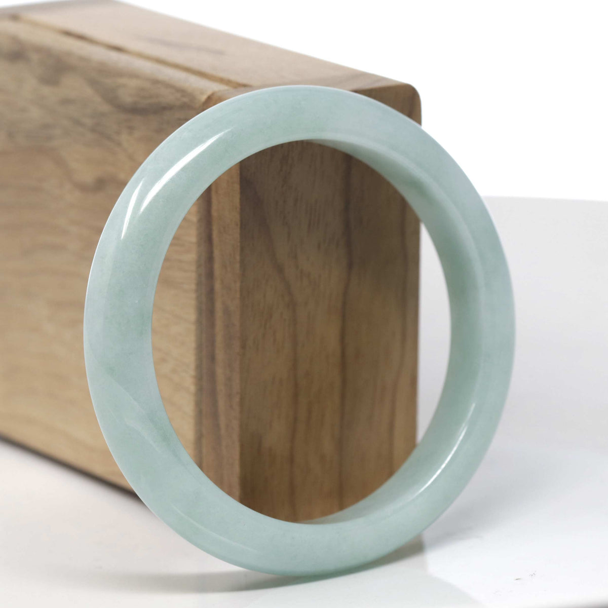Light Apple Green Jadeite Jade Bangle Bracelet (56.7mm) #TT069