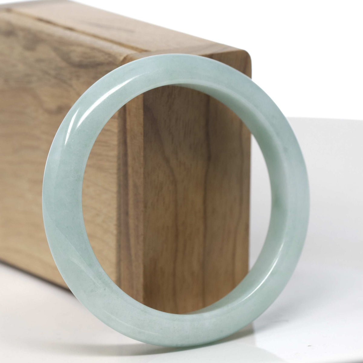 Light Apple Green Jadeite Jade Bangle Bracelet (56.7mm) #TT069