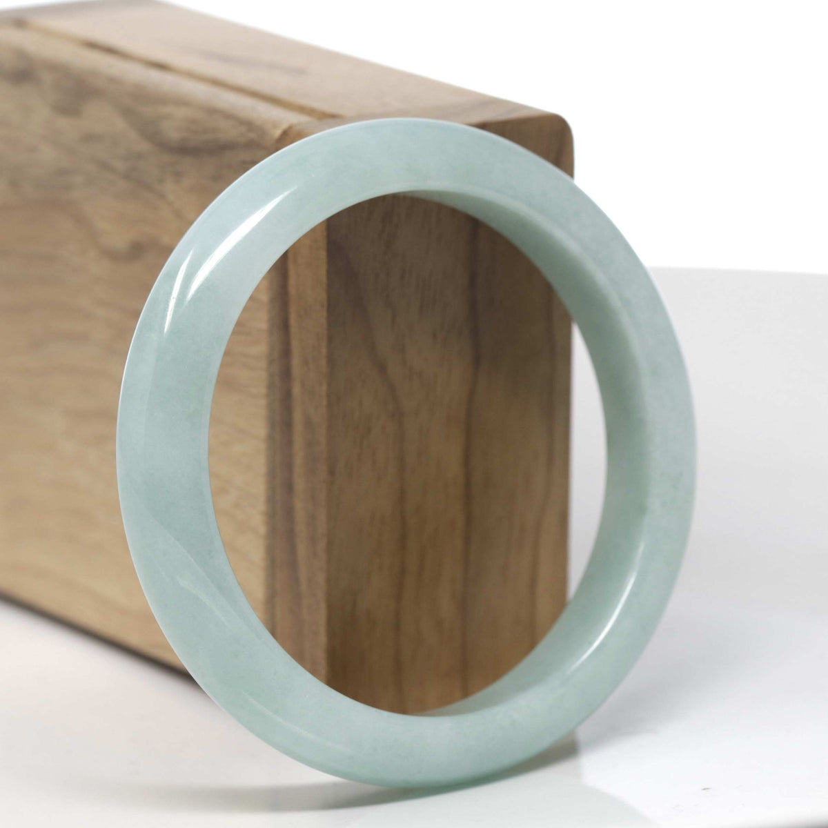 Light Apple Green Jadeite Jade Bangle Bracelet (56.7mm) #TT069