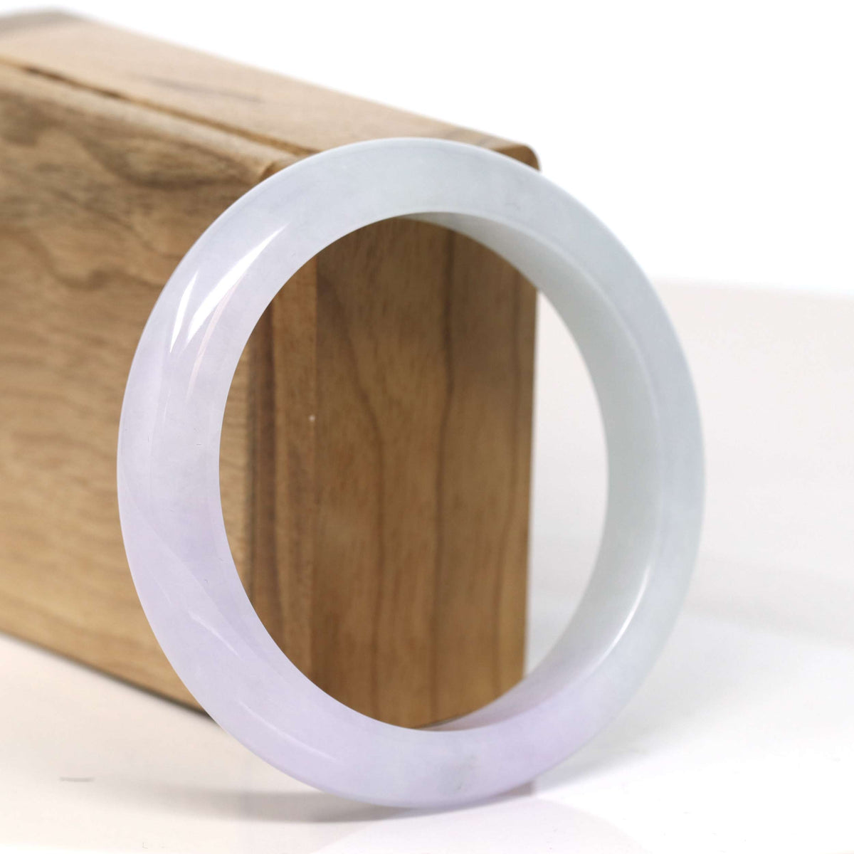 "Half Round" Light Lavender Jadeite Jade Bangle Bracelet (57.17 mm) #T370