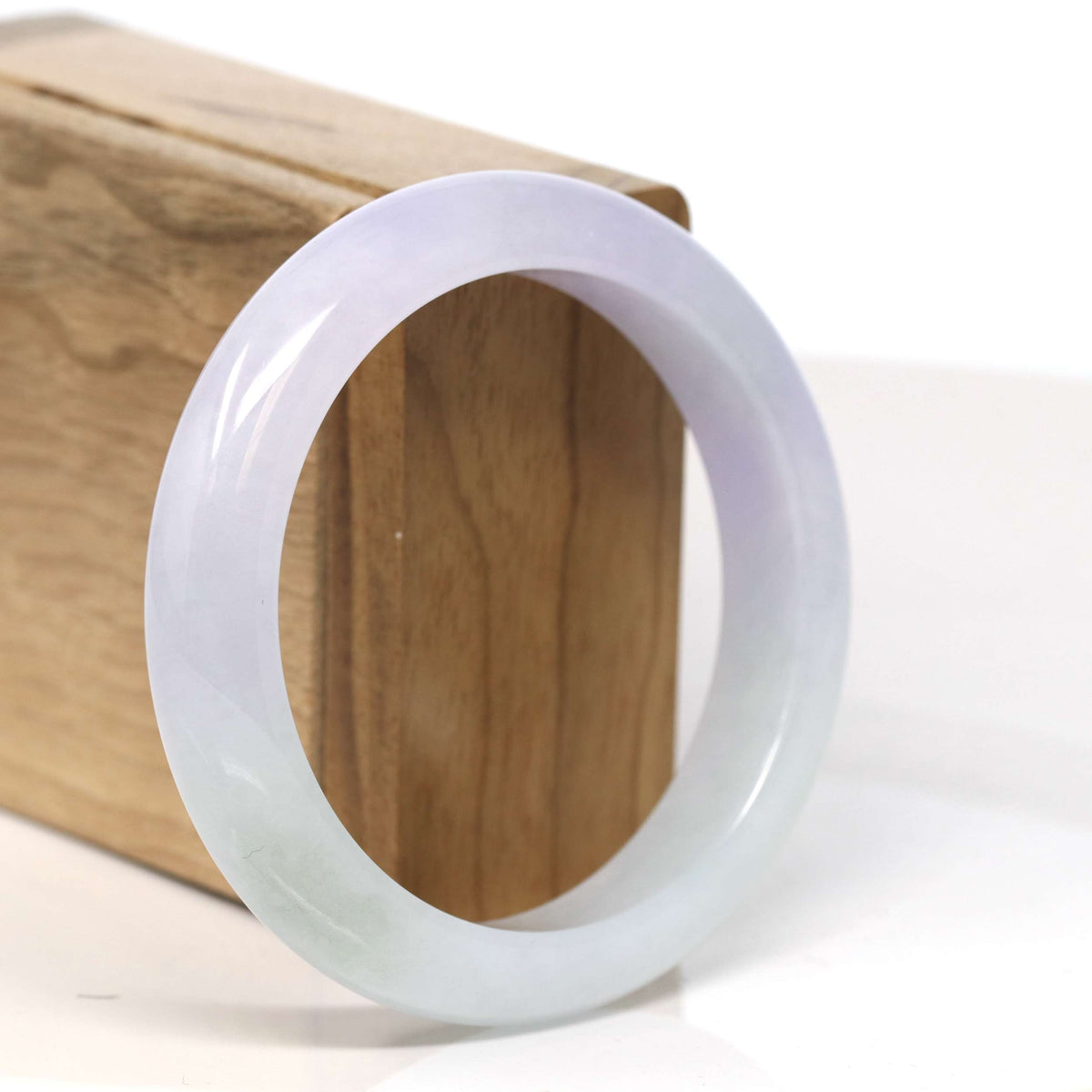 "Half Round" Light Lavender Jadeite Jade Bangle Bracelet (57.17 mm) #T370