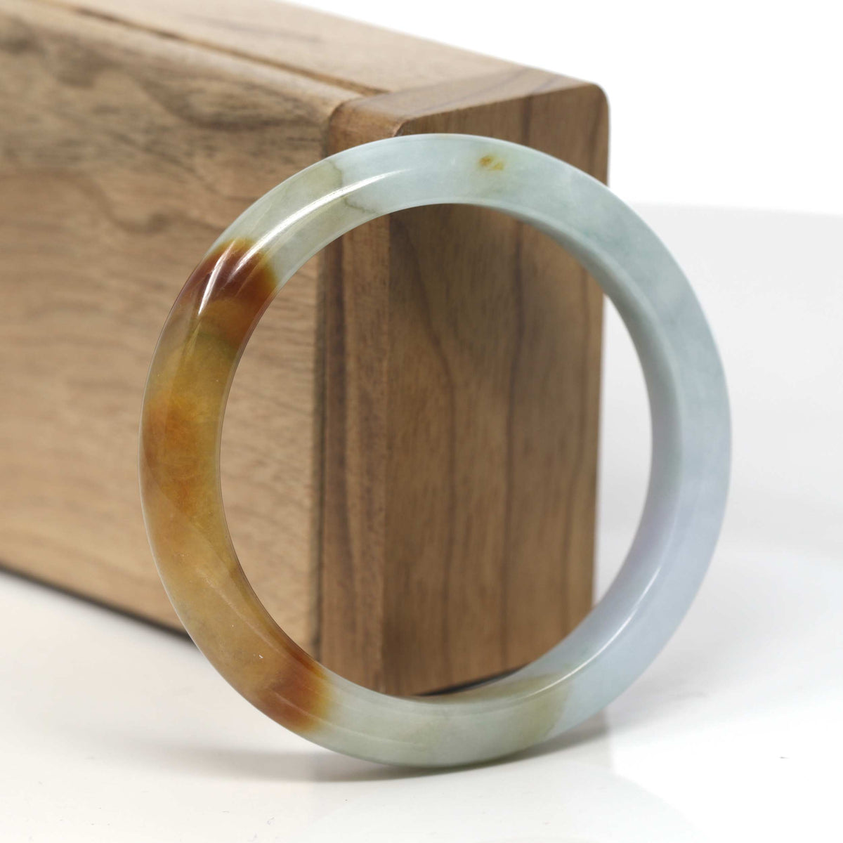 Multi-Colored Jadeite Jade "Half Round" Bangle Bracelet (53.9mm) #TT126