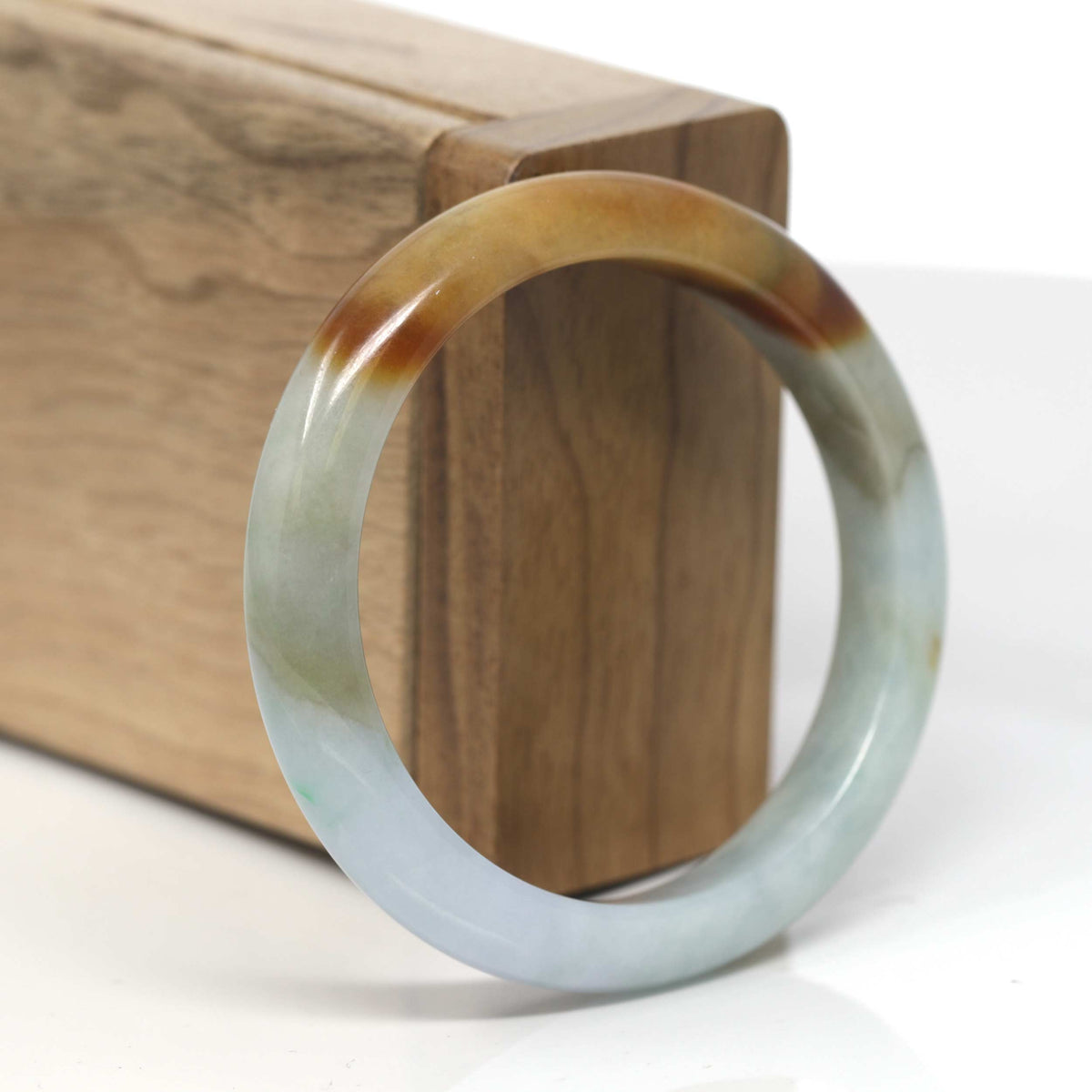 Multi-Colored Jadeite Jade "Half Round" Bangle Bracelet (53.9mm) #TT126