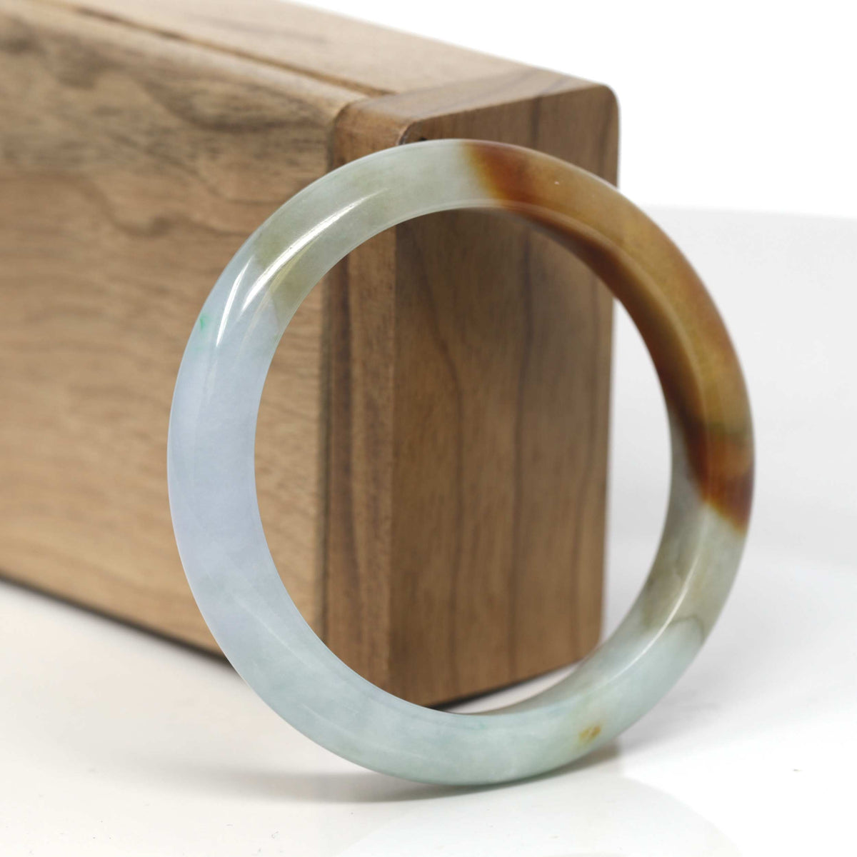 Multi-Colored Jadeite Jade "Half Round" Bangle Bracelet (53.9mm) #TT126