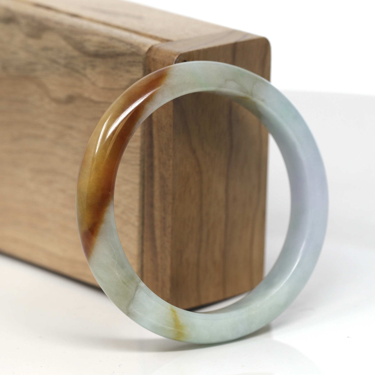 Multi-Colored Jadeite Jade "Half Round" Bangle Bracelet (53.9mm) #TT126