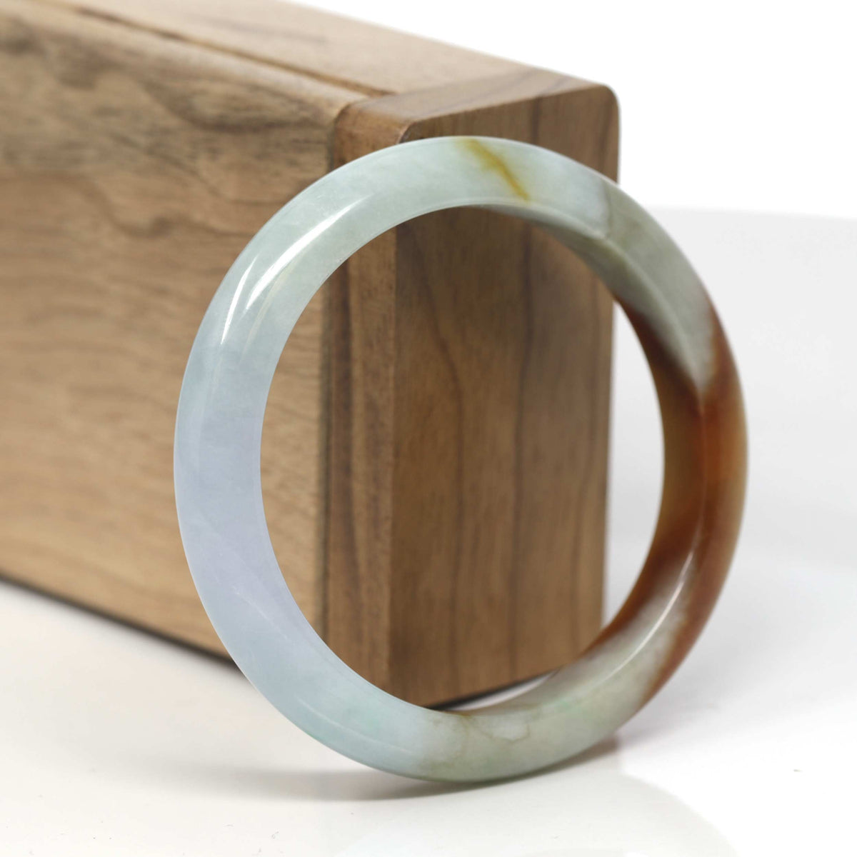 Multi-Colored Jadeite Jade "Half Round" Bangle Bracelet (53.9mm) #TT126