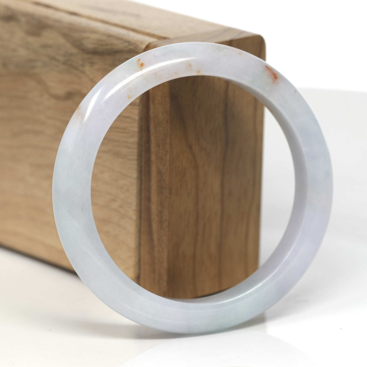 Light Green & Lavender W/ SaJin Jadeite Jade "Half Round" Bangle Bracelet (56mm) #TT173