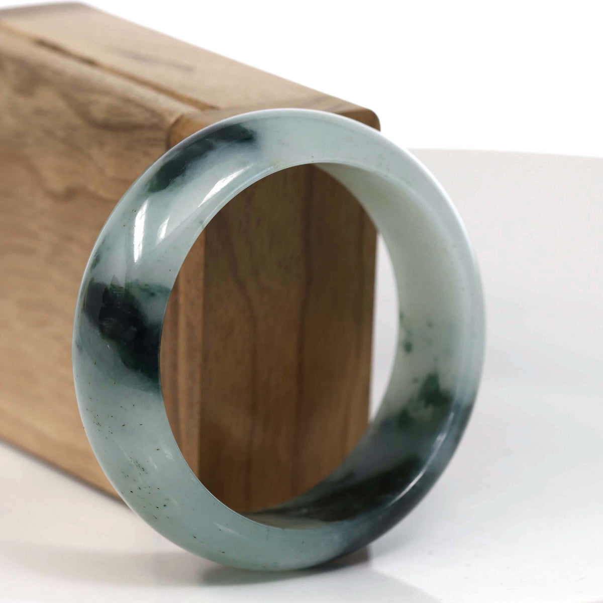 Natural Burmese Ice Blue-green Jadeite Jade Bangle Bracelet (56.13mm)#T148