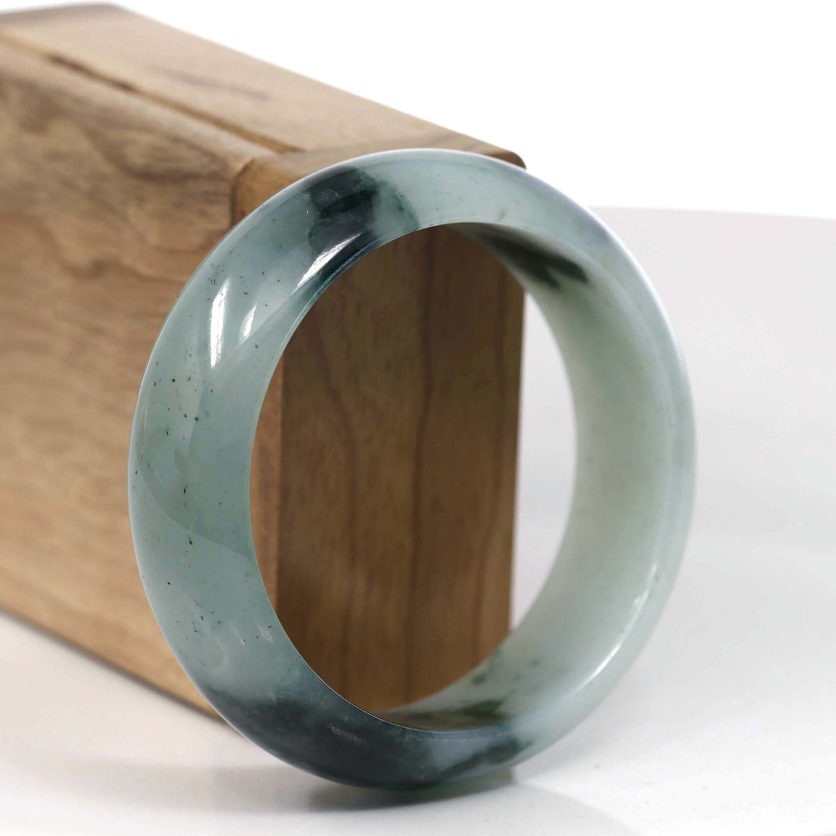 Natural Burmese Ice Blue-green Jadeite Jade Bangle Bracelet (56.13mm)#T148