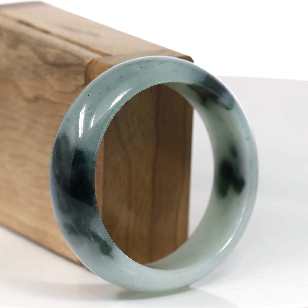 Natural Burmese Ice Blue-green Jadeite Jade Bangle Bracelet (56.13mm)#T148
