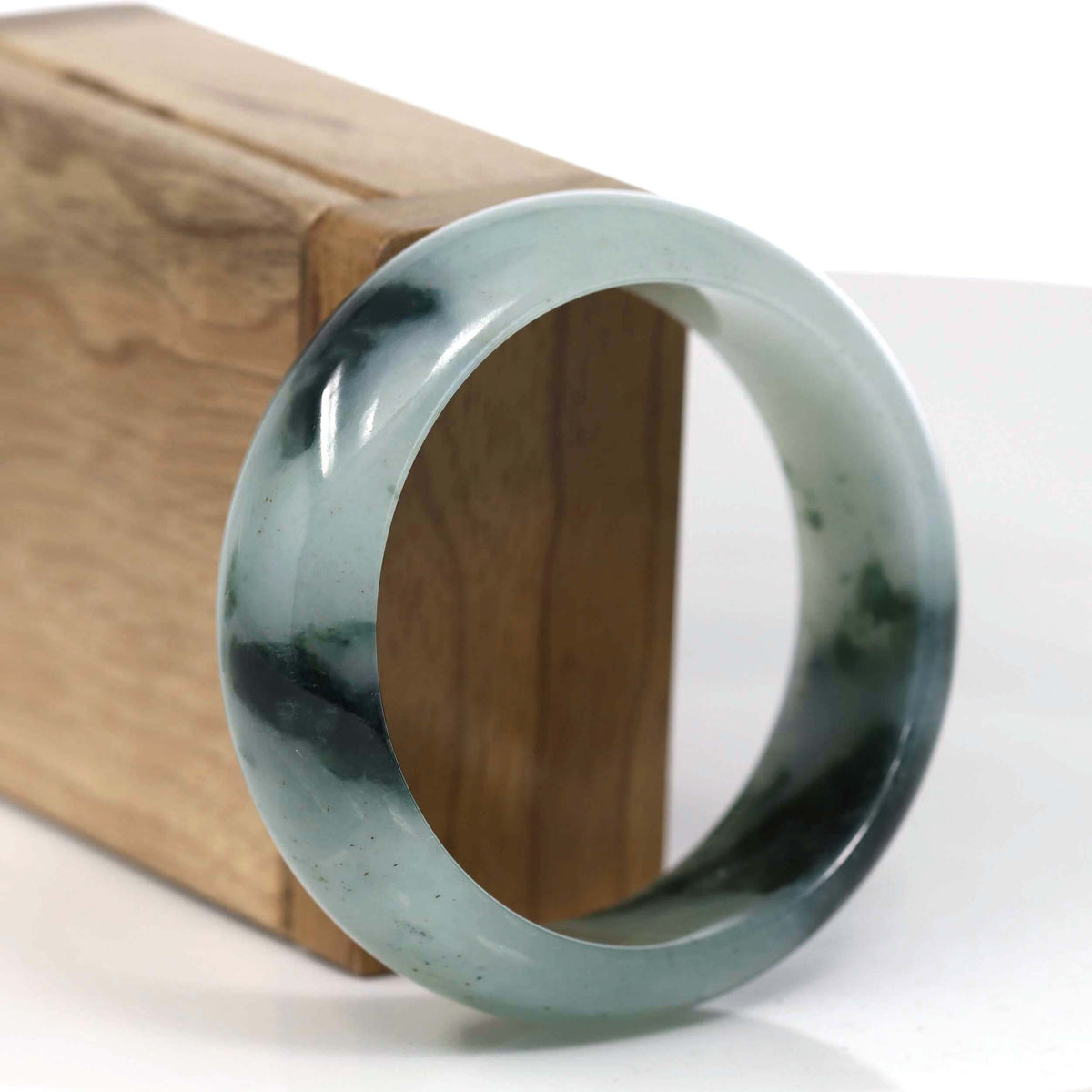Natural Burmese Ice Blue-green Jadeite Jade Bangle Bracelet (56.13mm)#T148