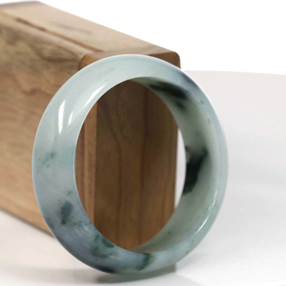 Natural Burmese Ice Blue-green Jadeite Jade Bangle Bracelet (56.13mm)#T148