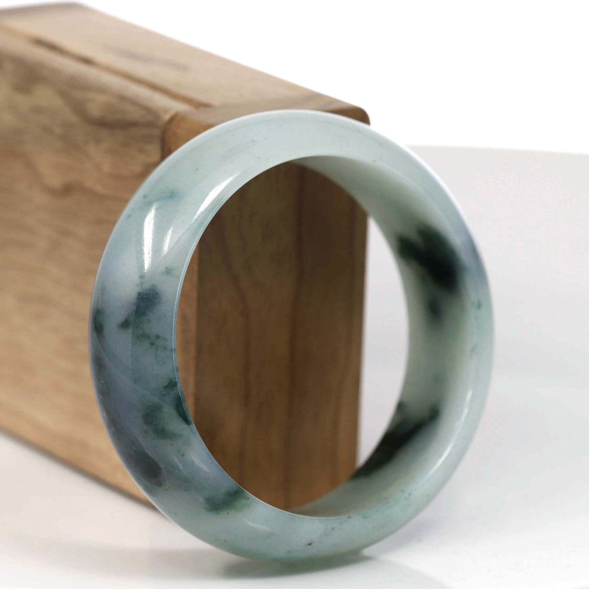 Natural Burmese Ice Blue-green Jadeite Jade Bangle Bracelet (56.13mm)#T148