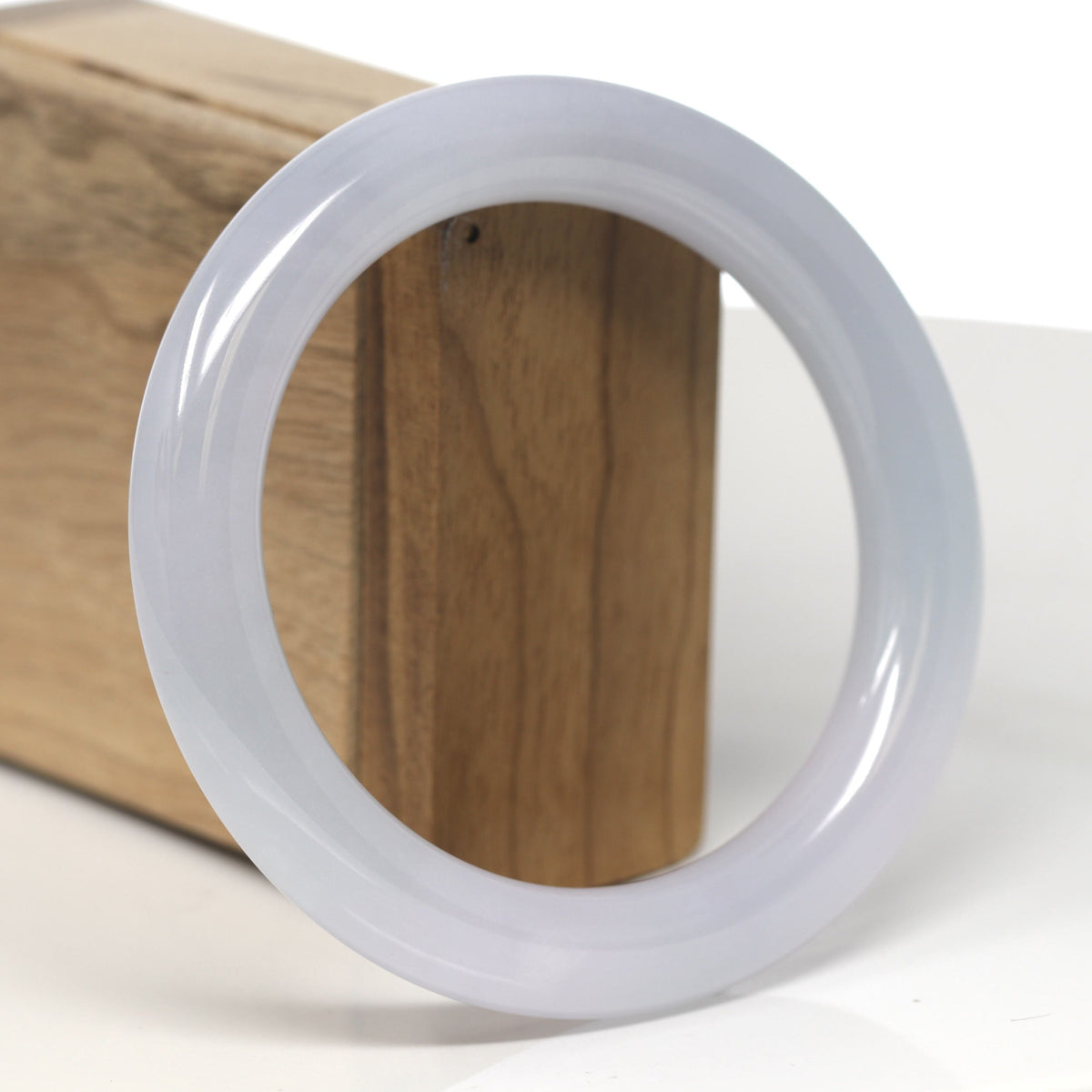 Icy Lavender "Traditional Round" Jadeite Jade Bangle Bracelet (60.6mm) #TT205 GIA #6233454330