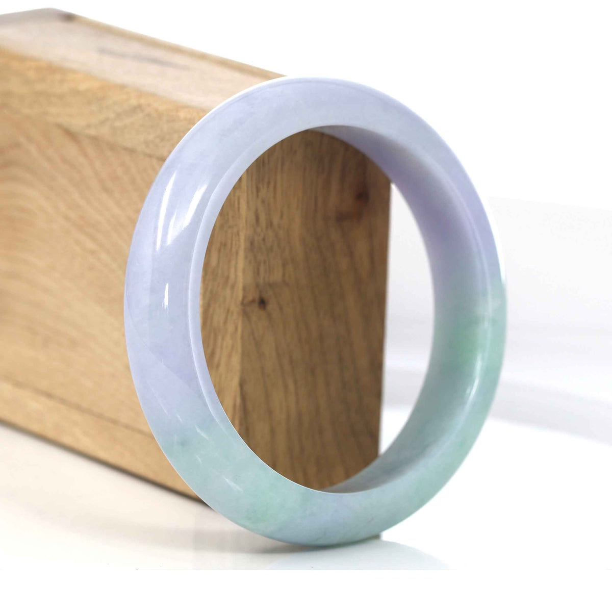 Classic Purple Green Lavender Natural Jadeite Jade Bangle ( 59.65 mm )#596