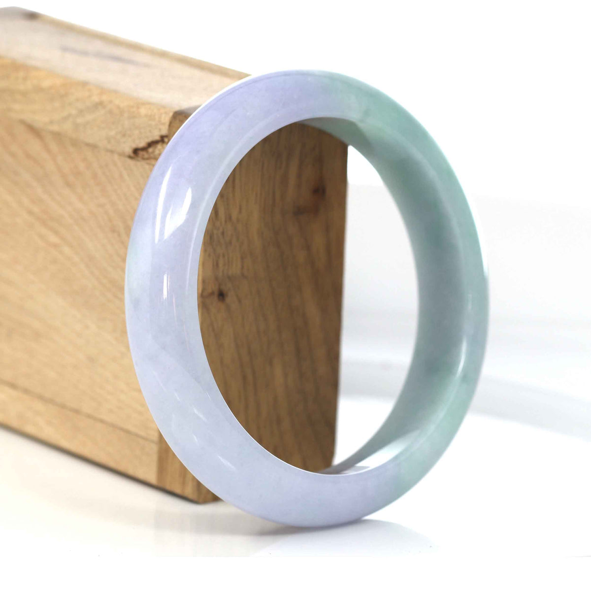Classic Purple Green Lavender Natural Jadeite Jade Bangle ( 59.65 mm )#596