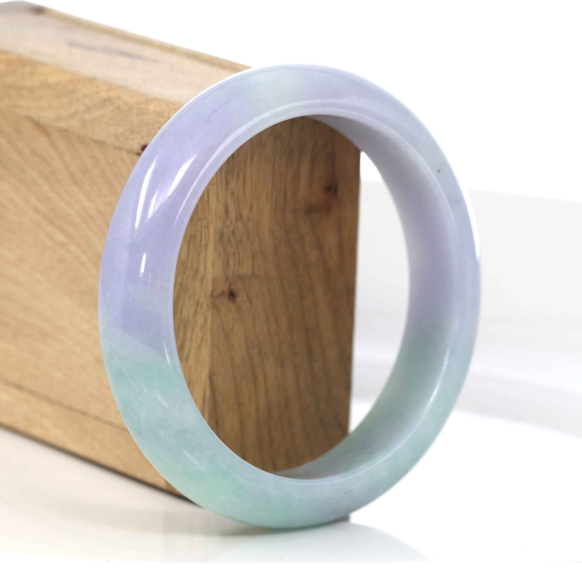 Classic Purple Green Lavender Natural Jadeite Jade Bangle ( 59.65 mm )#596