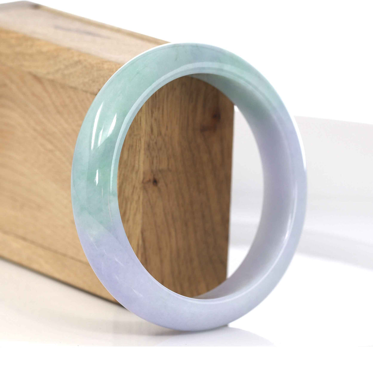 Classic Purple Green Lavender Natural Jadeite Jade Bangle ( 59.65 mm )#596