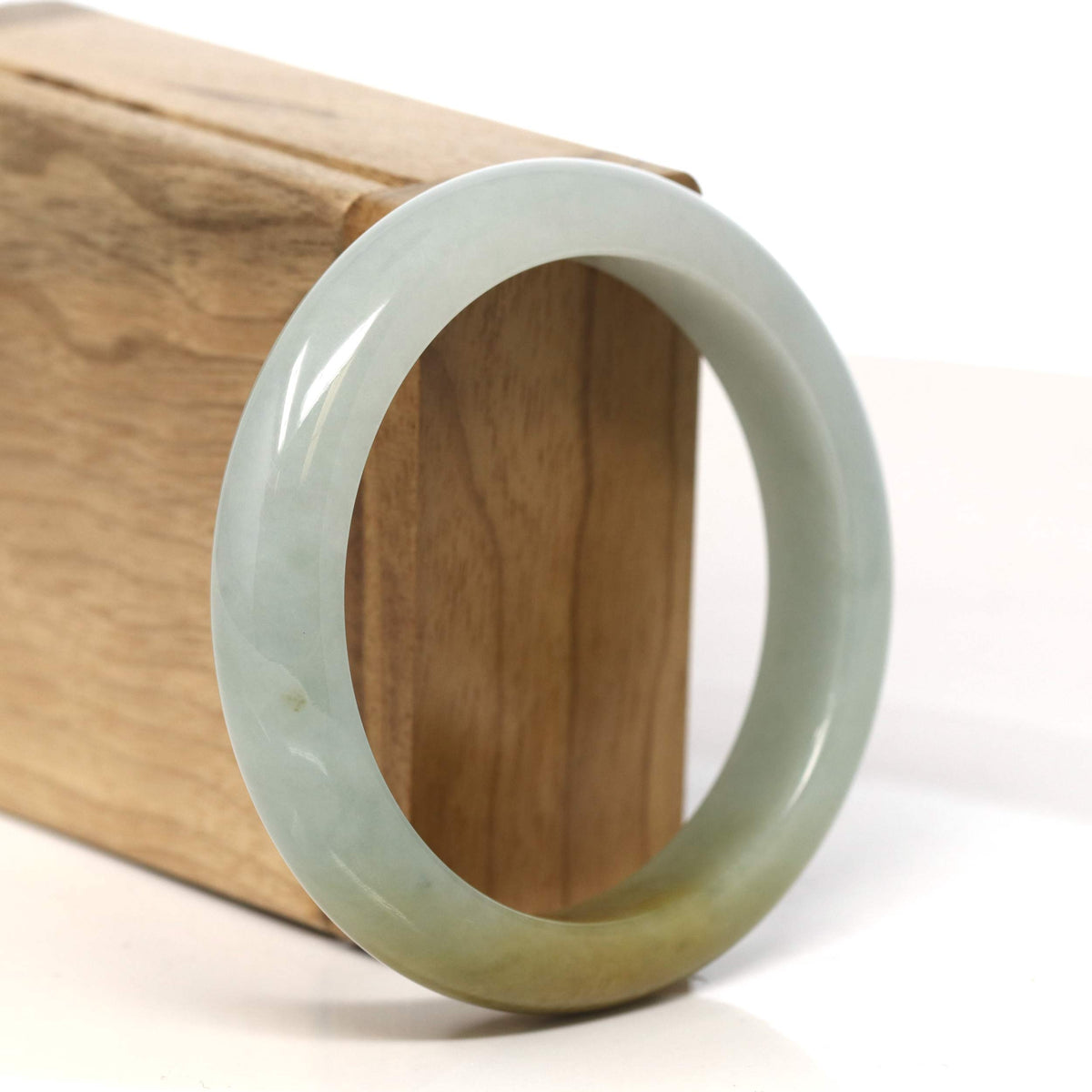"Classic Princess Half Round" Yellow Jadeite Jade Bangle (56.7 mm) #T427