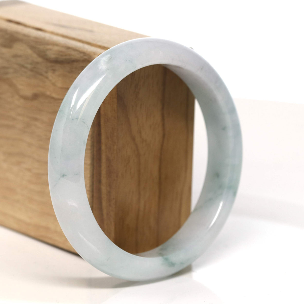 "Classic Princess Half Round" Blue- Green Jadeite Jade Bangle (59.2 mm) #T410