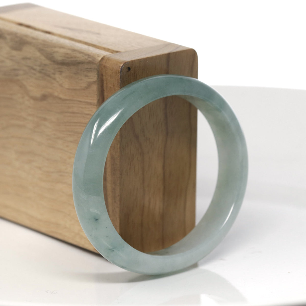 Oil-Green & Light Green Jadeite Jade Oval Bangle (56.9mm) #TT289