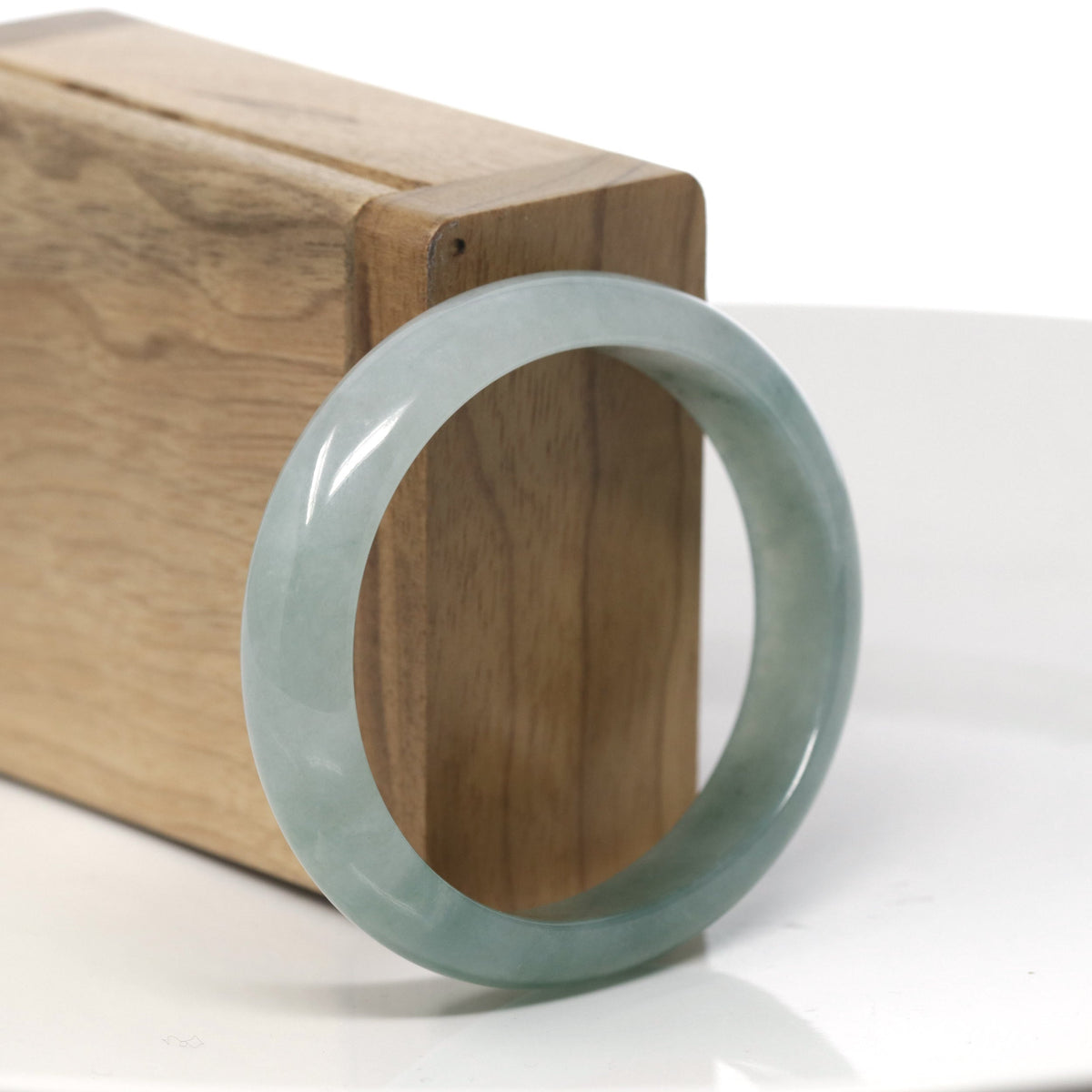 Oil-Green & Light Green Jadeite Jade Oval Bangle (56.9mm) #TT289