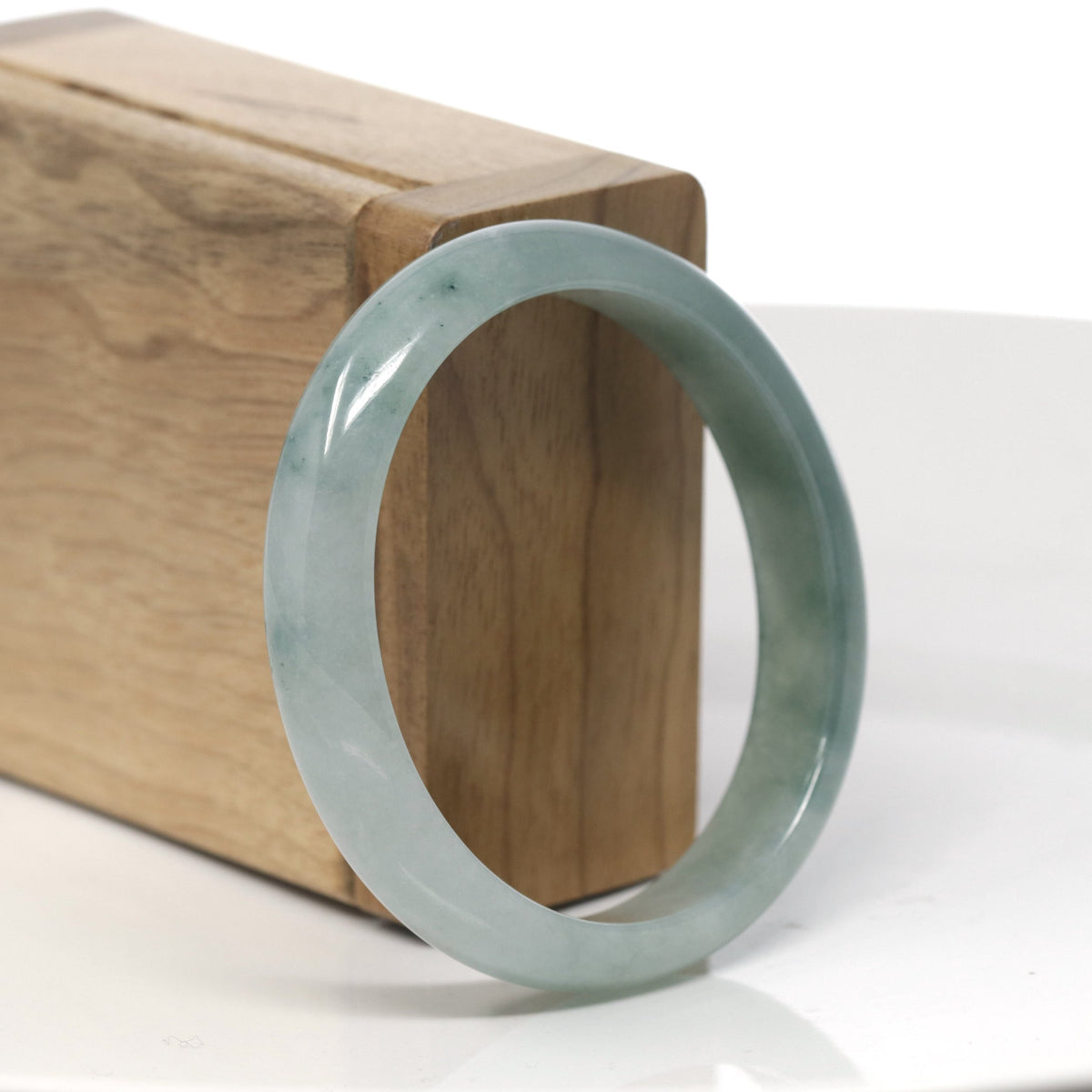 Oil-Green & Light Green Jadeite Jade Oval Bangle (56.9mm) #TT289
