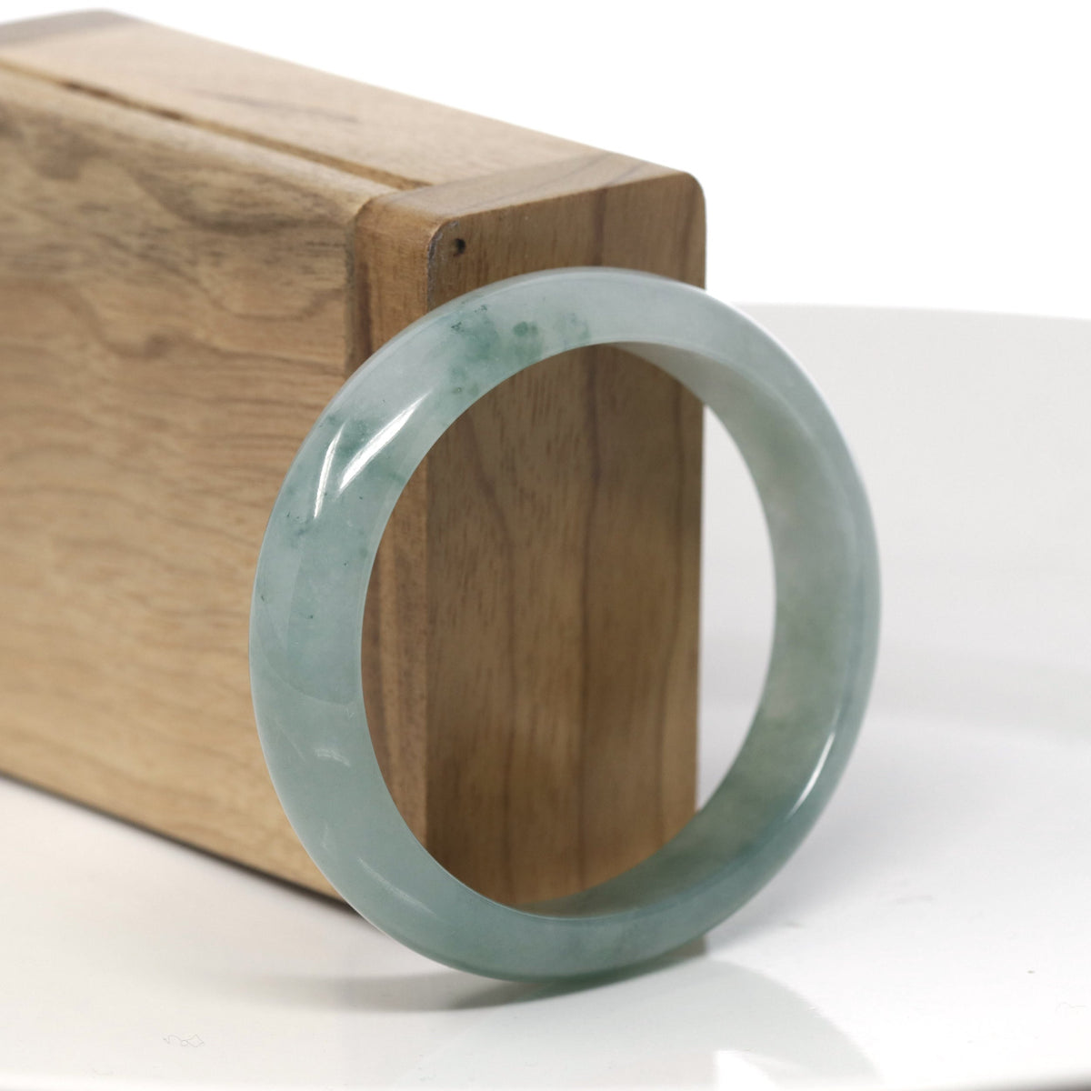 Oil-Green & Light Green Jadeite Jade Oval Bangle (56.9mm) #TT289